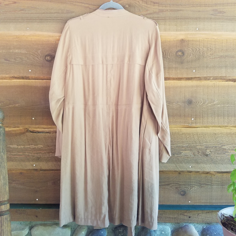 Lane Bryant Tan Trench Coat Tie Waist (Imperfection) | Transitional Trench Coat - Picture 6 of 10
